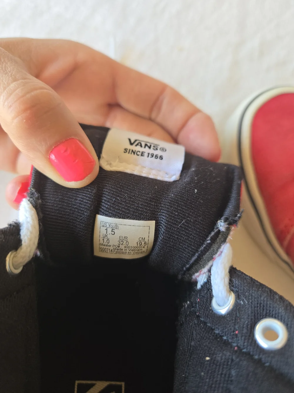 Vans Kids Red & White High-Top Skate Sneakers
